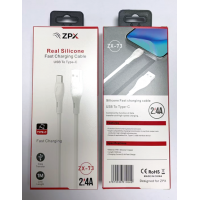 Кабель для зарядки ZPX ZX-73 USB–Type-C, силиконовый, 2.4A, 1 м