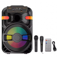 Беспроводная караоке-колонка ZQS10102 с двумя микрофонами, пультом и RGB-подсветкой, 20W, 44*30*24см