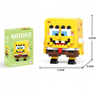Конструктор фигурка Пиксели BRICKS "Губка Боб" (202 детали, 6 см) C1046