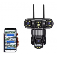 Уличная 4G PTZ IP-камера видеонаблюдения, 6MP, 3 объектива,с ночным видением и датчиком движения