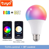 Умная светодиодная лампочка Tuya RGB с управлением цветом и пультом (B22 / E27, 10 Вт)