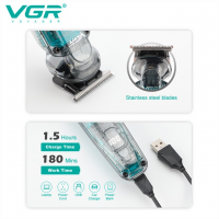 Триммер аккумуляторный 2 в 1 VGR V-949,  4 насадки, IPX6, LED дисплей