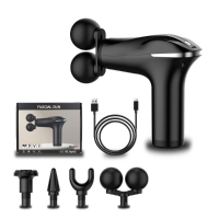 Аккумуляторный ручной массажёр с 4 насадками FASCIAL GUN HB-011