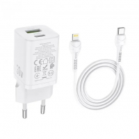 Сетевое зарядное устройство Hoco N13 Bright 30W PD + QC3.0, Type-C to Lightning, 