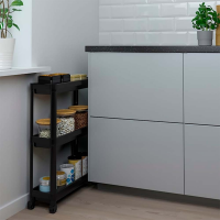 Этажерка STORAGE RACK 3 уровня, с колёсиками, чёрная, 61×40×26 см