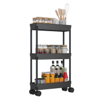 Этажерка STORAGE RACK 3 уровня, с колёсиками, чёрная, 61×40×26 см
