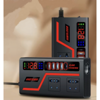 Автомобильный инвертор Multi-function Vehicle Inverter 12V/24V с дисплеем, 2 розетками, 4 USB и Type-C