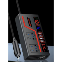 Автомобильный инвертор Multi-function Vehicle Inverter 12V/24V с дисплеем, 2 розетками, 4 USB и Type-C