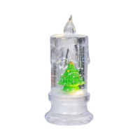 Ночник «Рождественская свеча с фигурками» (14 см, LED Crystal Candle)