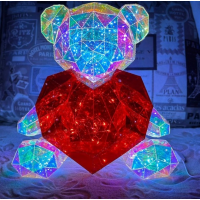 Ночник 3D «Медвежонок с сердцем», голографический эффект, USB (17×14 см)