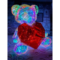 Ночник 3D «Медвежонок с сердцем», голографический эффект, USB (17×14 см)