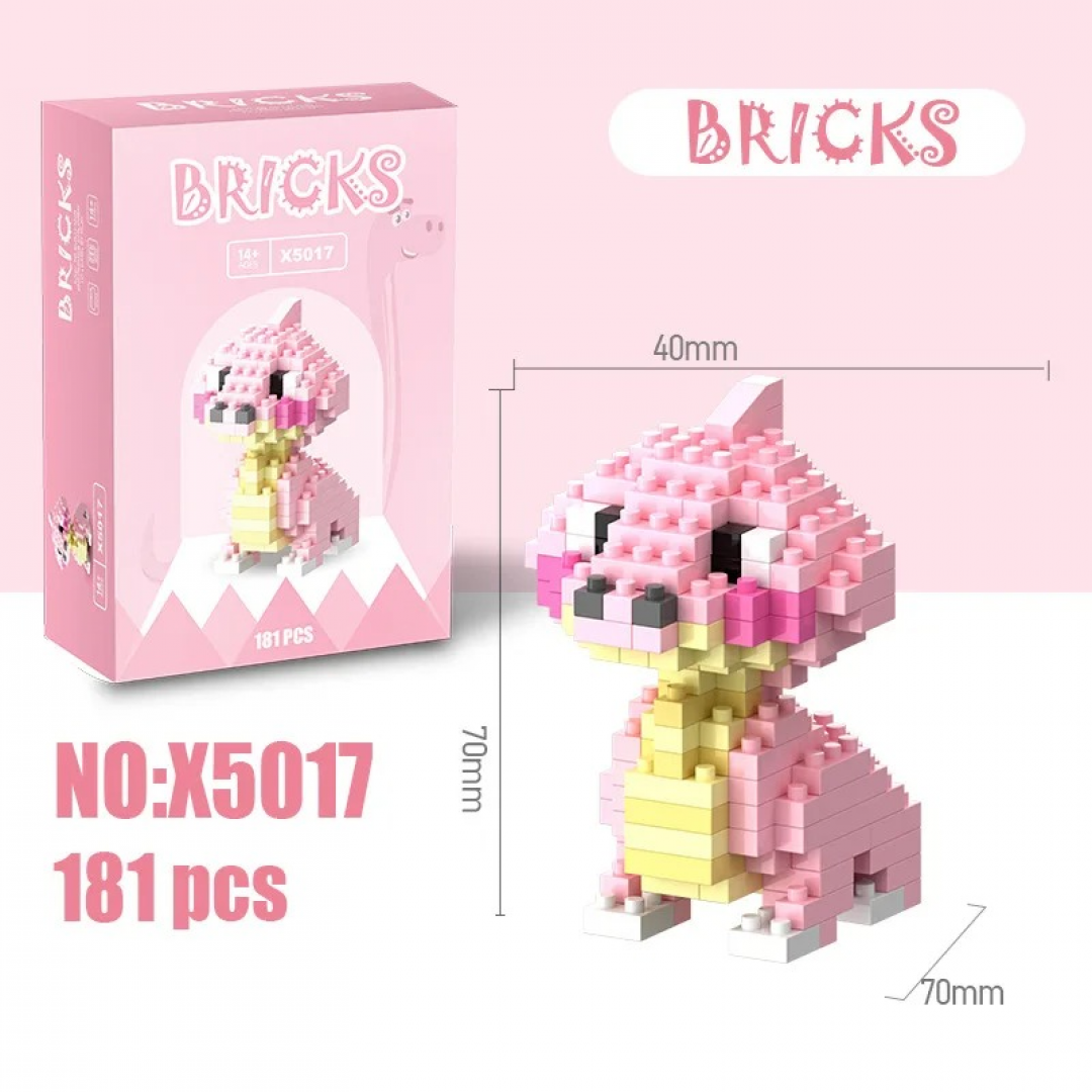 Конструктор Mini Bricks, Розовый динозавр, 181 деталь (X5017) Конструктор Mini Bricks, Розовый динозавр, 181 деталь (X5017)