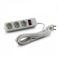 Сетевой фильтр SP3, 3 розетки, 5 м, черный/белый