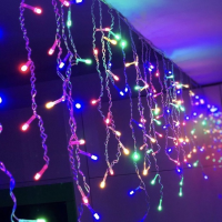 Гирлянда светодиодная «Бахрома», 120 LED, 3×0,5 м, мультицвет, прозрачный провод, от сети