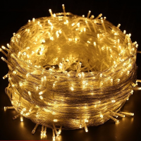 Гирлянда светодиодная «Нить», 20 м, 400 LED, тёплый белый свет, белый провод, от сети