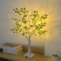 Декоративное светодиодное дерево, 50 см, на подставке, тёплый жёлтый свет