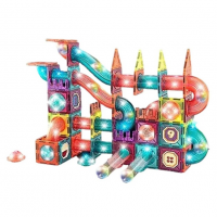 Детский магнитный конструктор Light Magnetic CH1174, 140 деталей, с подсветкой и шариками