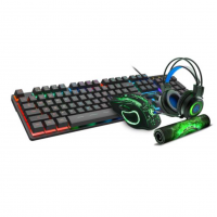 Игровая Клавиатура Gaming 4 в 1 - клавиатура, мышка, наушники с микрофоном, коврик, с подсветкой