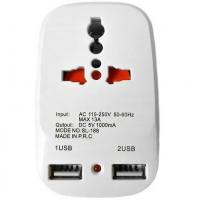 Сетевой разветвитель тройник Travel Adaptor 823 c 2 USB 1500mA 7043