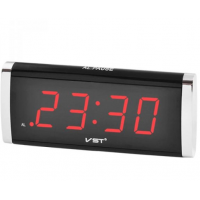 Настольные часы VST 730-1 Черные с красной подсветкой