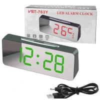 Часы электронные VST-763Y-4, термометр, будильник, календарь, зеркальные