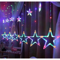 Xmas гирлянда STAR CURTAIN 12M MULTI Звезды Мультицветные 3M*80CM*50CM 7753