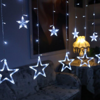 Xmas гирлянда STAR CURTAIN 12M белые Звезды  3M*80CM*50CM 8113