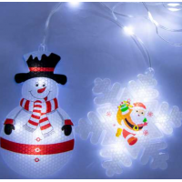 Xmas Гирлянда Штора Фигурки 3D снеговика и снежинки 3m*70cm 95L Мультицветная  8184