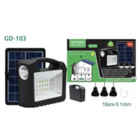 Зарядная станция портативная Gdtimes GD-103 с 3 лампами и солнечной панелью