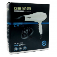 Фен профессиональный для волос Gemei GM-105 2400W белый
