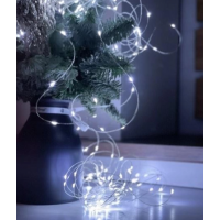 Гирлянда на батарейках + USB 10m 100 led  W Белая 7291 Гирлянда на батарейках + USB 10m 100 led  W Белая 7291