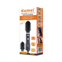 Фен щетка KM-8022 расческа с вращающейся насадкой для укладки и завивки волос с ионизацией автоматическая 2в1 Kemei 1000W (KM-8022)
