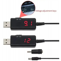 Кабель повышающий USB 5V - DC to 9V/12V с переключателем, для подключения Wi-Fi роутера