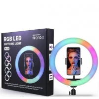 Кольцевая светодиодная лампа RGB MJ-26, 26 см (1 держатель)