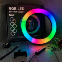 Кольцевая светодиодная лампа RGB MJ-26, 26 см (1 держатель)