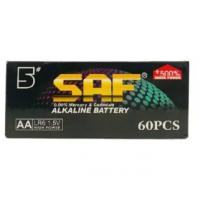 Батарейки AA SAF ALKALINE, 1,5 v, 60 штук в коробке