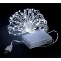 Led гирлянда "Капля росы" холодный белый, 100led 10m, USB, на батарейках THL-24-43 Led гирлянда "Капля росы" холодный белый, 100led 10m, USB, на батарейках THL-24-43