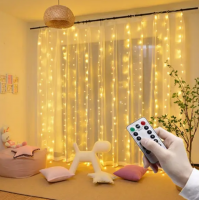 Led гирлянда "Капля росы" Штора. 2*3М, 240Led, USB, с пультом, теплый белый THL-24-45