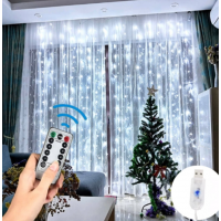 Led гирлянда "Капля росы" Штора. 2*3М, 300Led, USB, с пультом, холодный белый THL-24-45 Led гирлянда "Капля росы" Штора. 2*3М, 300Led, USB, с пультом, холодный белый THL-24-45