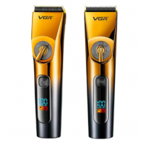 Машинка для стрижки волос и бороды профессиональная аккумуляторная с насадками с дисплеем VGR-663
