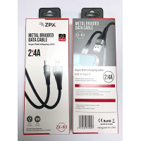 Кабель в оплётке ZPX ZX-83 USB – Type-C с поддержкой быстрой зарядки 2.4A Кабель в оплётке ZPX ZX-83 USB – Type-C с поддержкой быстрой зарядки 2.4A