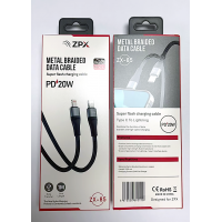 Кабель в оплётке ZPX ZX-85 Type-C – Lightning с поддержкой быстрой зарядки PD 20W Кабель в оплётке ZPX ZX-85 Type-C – Lightning с поддержкой быстрой зарядки PD 20W