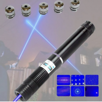 Мощнейшая лазерная указка Laser BLUE YXB ‎008 10000 mW аккумуляторный лазер с видимым синим лучом 5 насадок