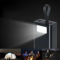 Power Bank 40000 mAh, 4 выхода, 3 встроенных кабеля, фонарик, дисплей