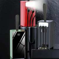 Power Bank 40000 mAh, 4 выхода, 3 встроенных кабеля, фонарик, дисплей