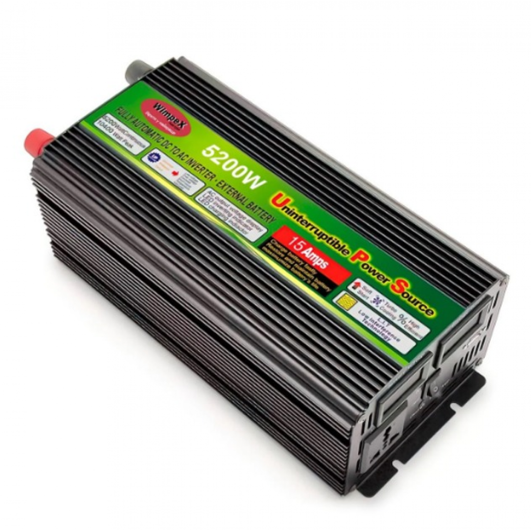 Преобразователь напряжения WX-5200W, 12В–220В, 5200W, зарядка 15А Преобразователь напряжения WX-5200W, 12В–220В, 5200W, зарядка 15А