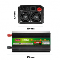 Преобразователь напряжения WX-5200W, 12В–220В, 5200W, зарядка 15А Преобразователь напряжения WX-5200W, 12В–220В, 5200W, зарядка 15А