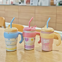 Термочашка с трубочкой FXD-7701, 680 мл, с ручкой