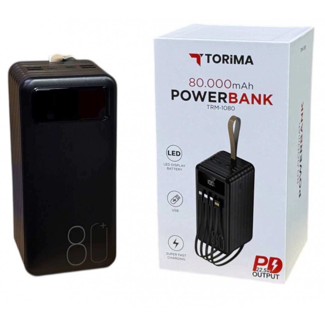 Портативный аккумулятор Torima TRM-1080, 80 000 мА·ч, 22,5 Вт Портативный аккумулятор Torima TRM-1080, 80 000 мА·ч, 22,5 Вт