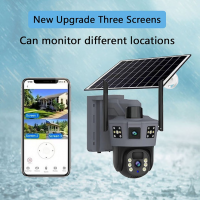 Уличная поворотная 4G-камера видеонаблюдения с солнечной панелью, 3 линзы SD 35-4G